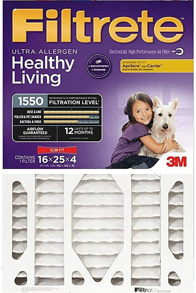 Filtrete NDP01-4S-4 Ultra Deep Pleat Filter, 25 in L, 16 in W, 12 MERV, 1550 MPR [SKU: ORG8850638]