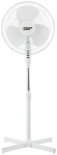 PowerZone FS-40E Oscillating Floor Fan, 120 V, 0.42 A, 90 deg Sweep, 16 in Dia Blade, 3-Blade, Plastic Blade, White [SKU: ORG8565418]