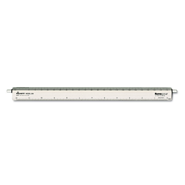 Adjustable Triangular Scale Aluminum Architects Ruler, 12" Long, Silver [SKU: CHA238]