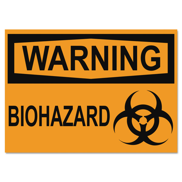 Osha Safety Signs, Warning Biohazard, Orange/Black, 10 X 14 [SKU: USS5498]