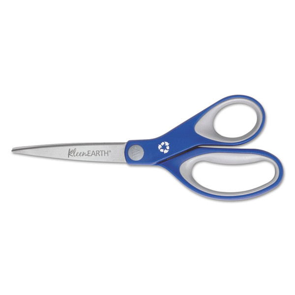 Kleenearth Soft Handle Scissors, 8" Long, 3.25" Cut Length, Blue/Gray Straight Handle [SKU: ACM15554]
