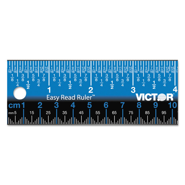 Easy Read Stainless Steel Ruler, Standard/Metric, 12".5 Long, Blue [SKU: VCTEZ12SBL]