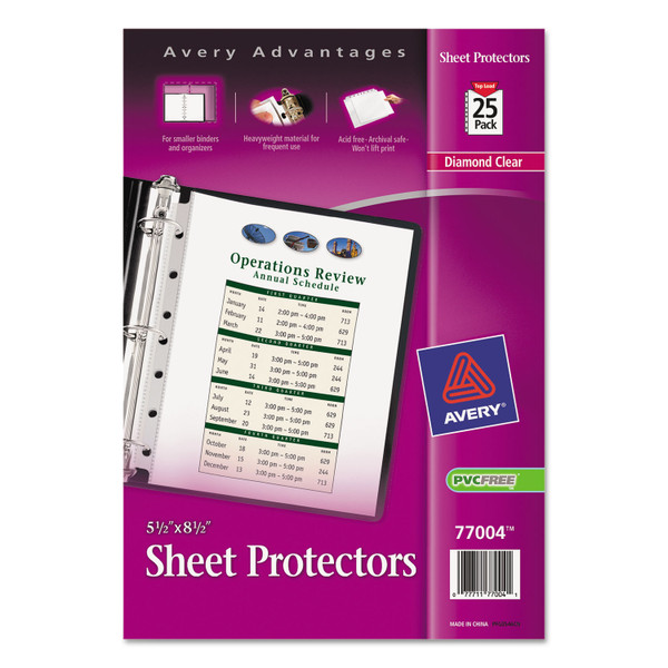 Top Load Sheet Protector, Heavyweight, 8.5 X 5.5, Clear, 25/Pack [SKU: AVE77004]