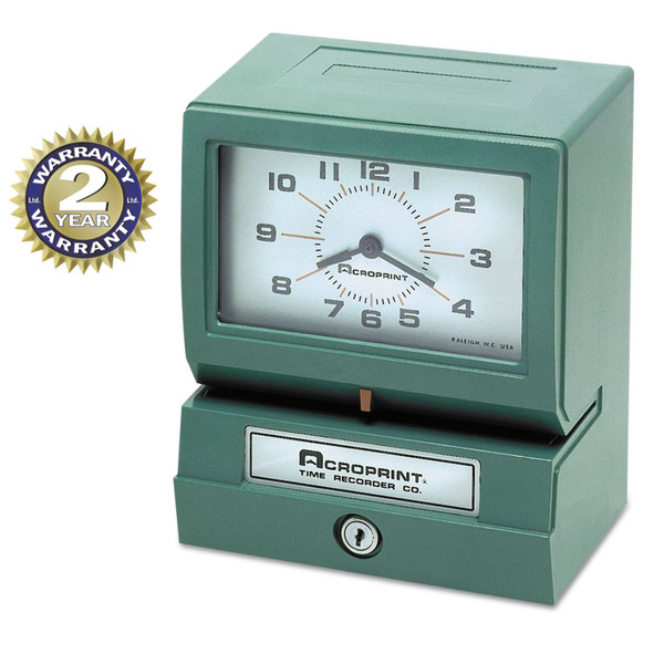 Model 150 Heavy-Duty Time Recorder, Automatic Operation, Month/Date/0-23 Hours/Minutes Imprint, Green [SKU: ACP012070413]