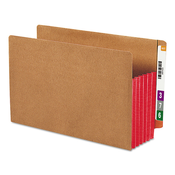 Redrope Drop-Front End Tab File Pockets, Fully Lined 6.5" High Gussets, 5.25" Expansion, Legal Size, Redrope/Red, 10/Box [SKU: SMD74696]