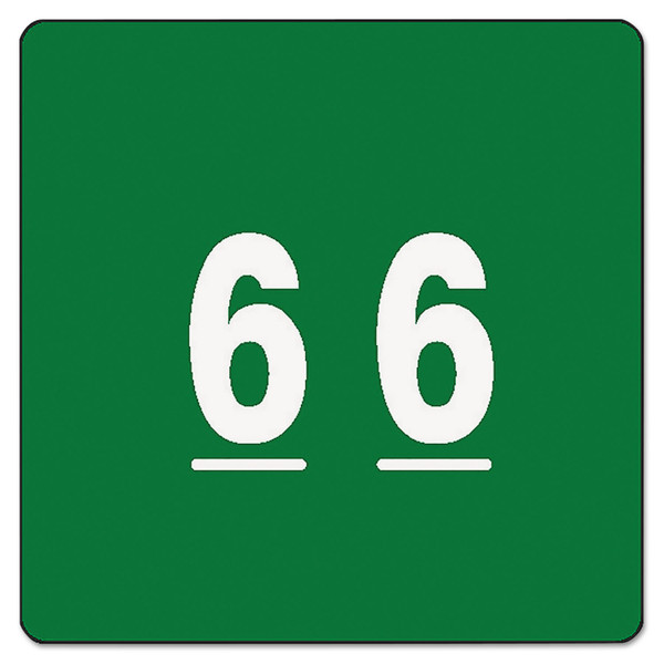 Numerical End Tab File Folder Labels, 6, 1.5 X 1.5, Green, 250/Roll [SKU: SMD67426]