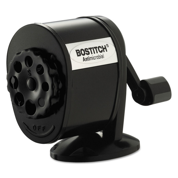 Antimicrobial Manual Pencil Sharpener, Manually-Powered, 5.44 X 2.69 X 4.33, Black [SKU: BOSMPS1BLK]
