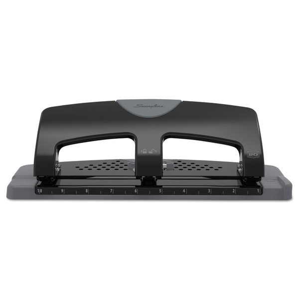 20-Sheet Smarttouch Three-Hole Punch, 9/32" Holes, Black/Gray [SKU: SWI74133]