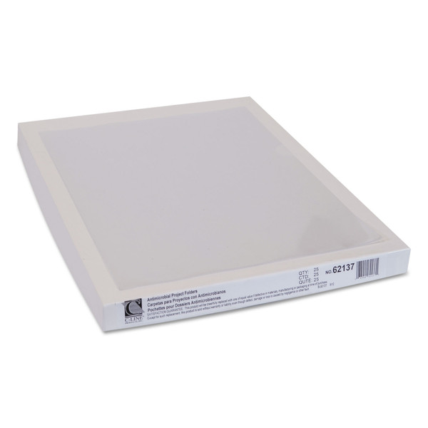 Antimicrobial Protected Poly Project Folders, Letter Size, Clear, 25/Box [SKU: CLI62137]