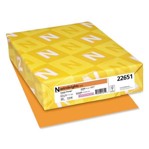 Color Paper, 24 Lb Bond Weight, 8.5 X 11, Cosmic Orange, 500/Ream [SKU: WAU22651]