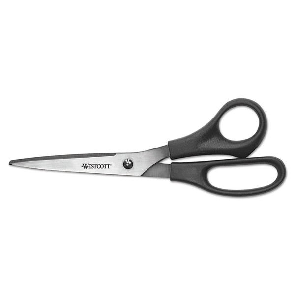 All Purpose Stainless Steel Scissors, 8" Long, 3.5" Cut Length, Black Straight Handle [SKU: ACM16907]