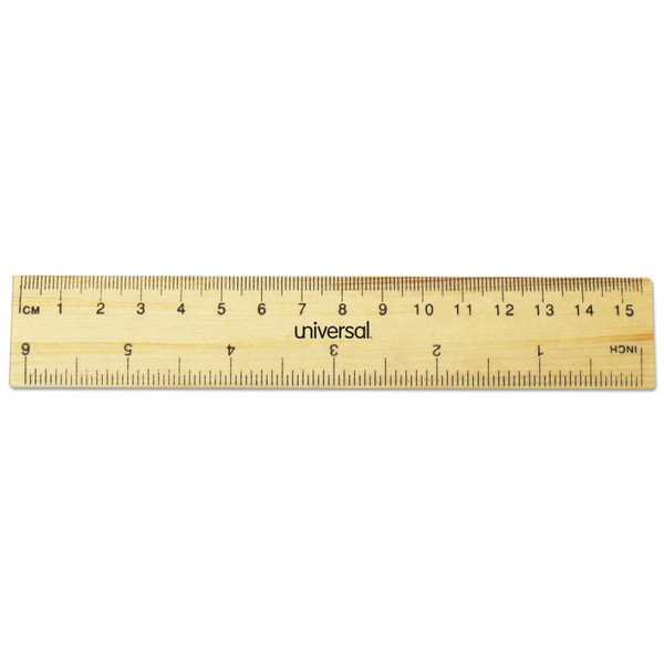 Flat Wood Ruler, Standard/Metric, 6" Long [SKU: UNV59024]