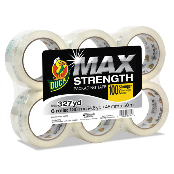 Max Packaging Tape, 3" Core, 1.88" X 54.6 Yds, Crystal Clear, 6/Pack [SKU: DUC241513]