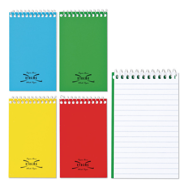 Paper Blanc Xtreme White Wirebound Memo Pads, Narrow Rule, Randomly Assorted Cover Colors, 60 White 3 X 5 Sheets [SKU: RED31120]