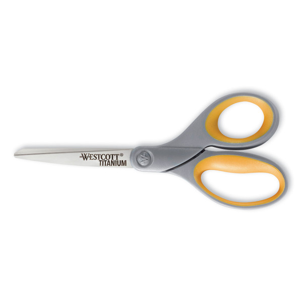 Titanium Bonded Scissors, 8" Long, 3.5" Cut Length, Gray/Yellow Straight Handle [SKU: ACM13529]