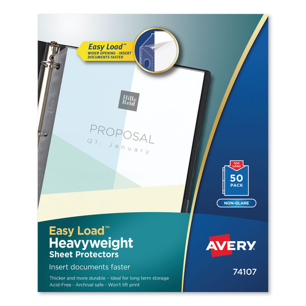 Top-Load Poly Sheet Protectors, Heavy Gauge, Letter, Nonglare, 50/Box [SKU: AVE74107]