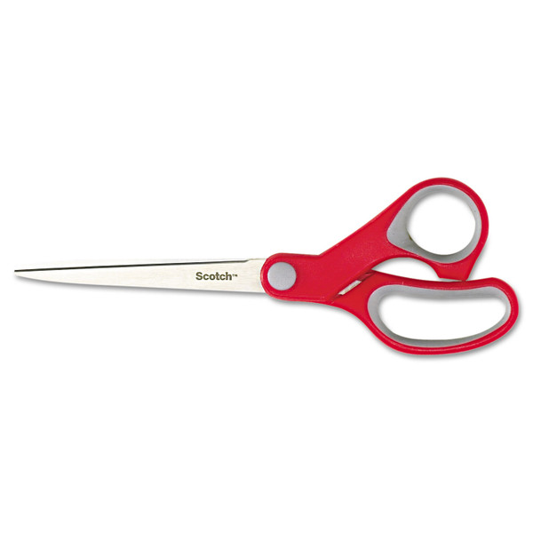 Multi-Purpose Scissors, Pointed Tip, 7" Long, 3.38" Cut Length, Gray/Red Straight Handle [SKU: MMM1427]