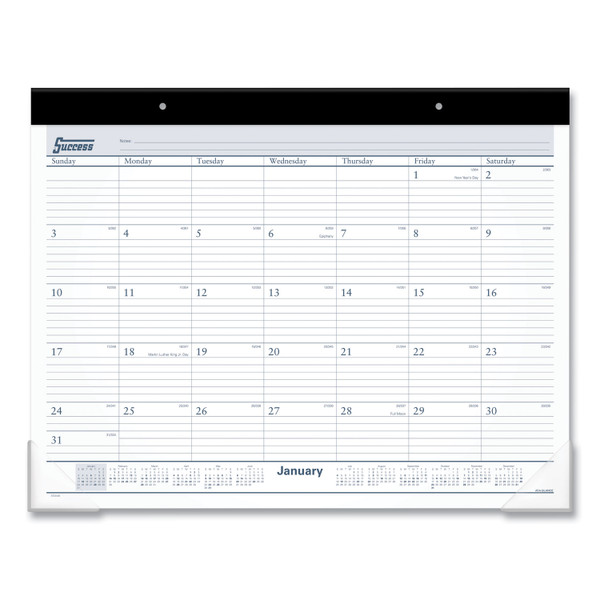 Desk Pad, 21.75 x 17, White Sheets, Black Binding, Clear Corners, 12-Month (Jan to Dec): 2024 [SKU: AAGST2400]