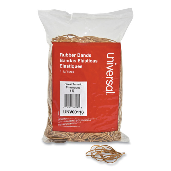 Rubber Bands, Size 16, 0.04" Gauge, Beige, 1 Lb Box, 1,900/Pack [SKU: UNV00116]