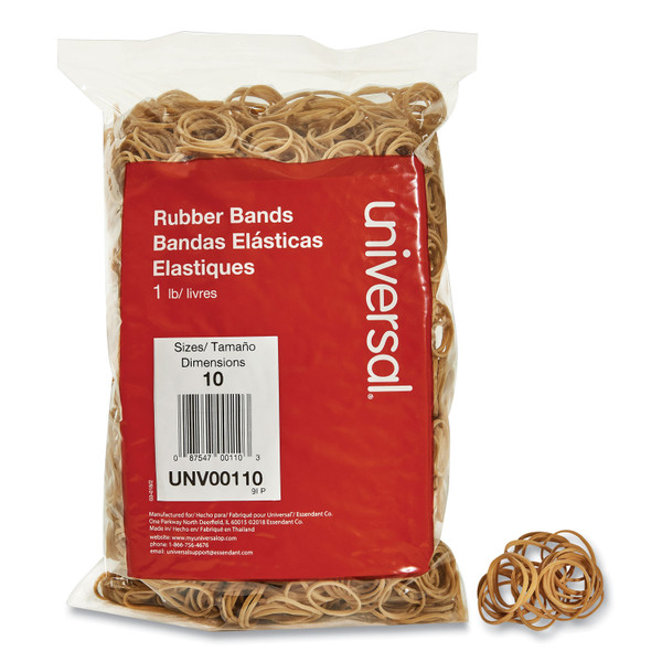 Rubber Bands, Size 10, 0.04" Gauge, Beige, 1 Lb Box, 3,400/Pack [SKU: UNV00110]