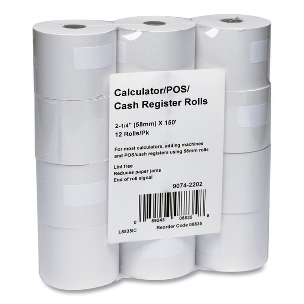 Impact Bond Paper Rolls, 2.25" X 150 Ft, White, 12/Pack [SKU: ICX90742202]