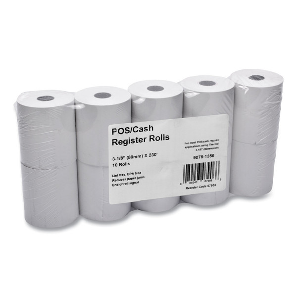 Direct Thermal Printing Thermal Paper Rolls, 3.13" X 230 Ft, White, 10/Pack [SKU: ICX90781356]