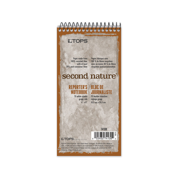 Second Nature Recycled Notepads, Gregg Rule, Randomly Assorted Cover Colors, 70 White 4 X 8 Sheets [SKU: TOP74130]