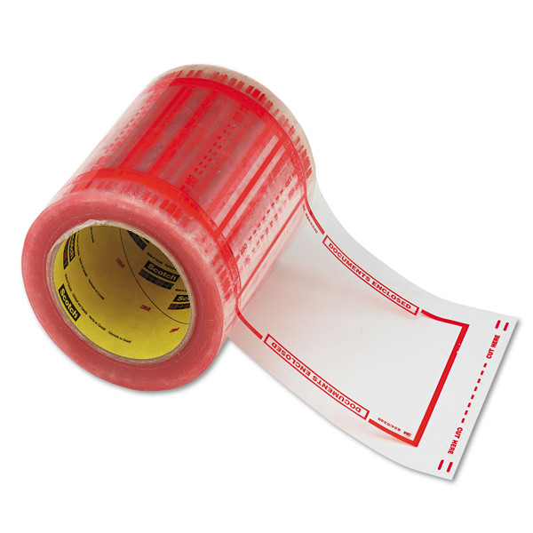 Pouch Tape, 3" Core, 5" X 6", Transparent, Orange Border [SKU: MMM82405]