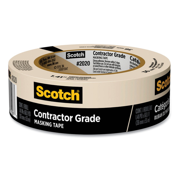 Contractor Grade Masking Tape, 3" Core, 1.41" X 60 Yds, Tan [SKU: MMM202036AP]
