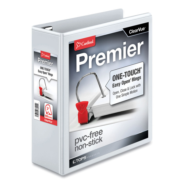 Premier Easy Open Clearvue Locking Slant-D Ring Binder, 3 Rings, 3" Capacity, 11 X 8.5, White [SKU: CRD10330]
