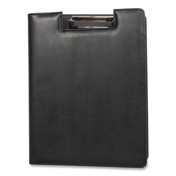 Faux-Leather Padfolio, Notched Front Cover With Clipboard Fastener, 9 X 12 Pad, 9.75 X 12.5, Black [SKU: BND5041BSBLACK]