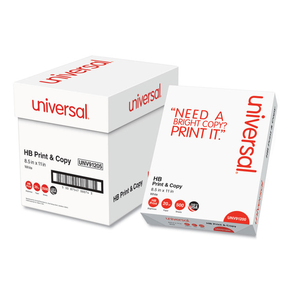 Multipurpose Paper, 96 Bright, 20 Lb Bond Weight, 8.5 X 11, Bright White, 500 Sheets/Ream, 5 Reams/Carton [SKU: UNV91205]