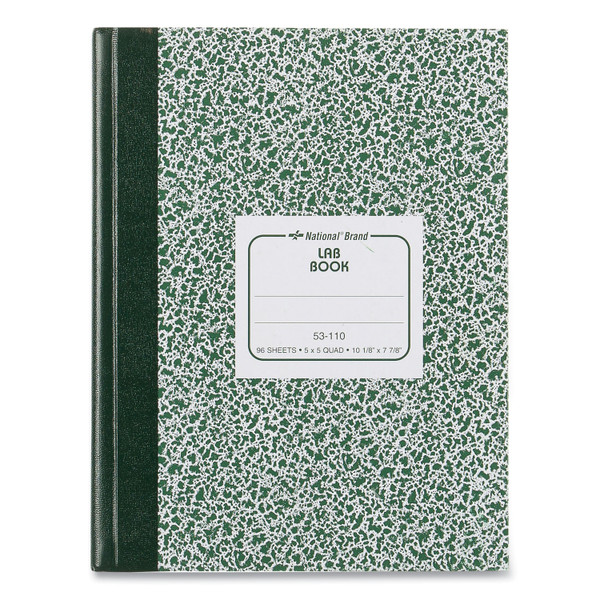 Lab Notebook, Quadrille Rule (5 Sq/In), Green Marble Cover, (96) 10.13 X 7.88 Sheets [SKU: RED53110]