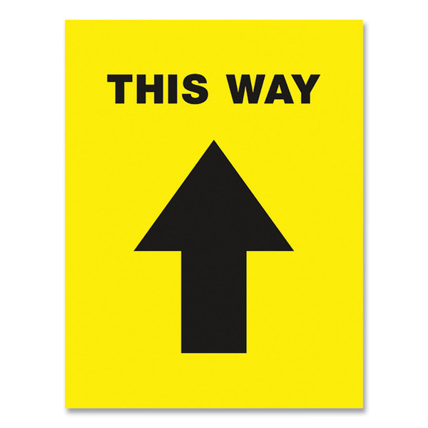 Social Distancing Floor Decals, 8.5 X 11, This Way, Yellow Face, Black Graphics, 5/Pack [SKU: AVE83022]