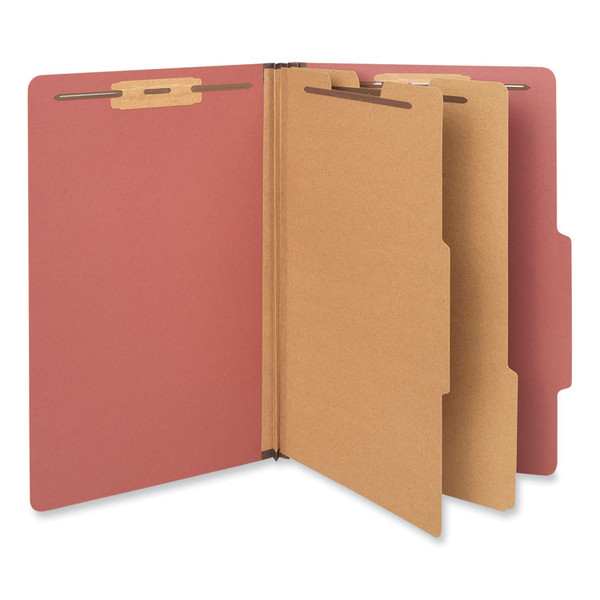 Six-Section Classification Folders, Heavy-Duty Pressboard Cover, 2 Dividers, 6 Fasteners, Legal Size, Brick Red, 20/Box [SKU: UNV10403]