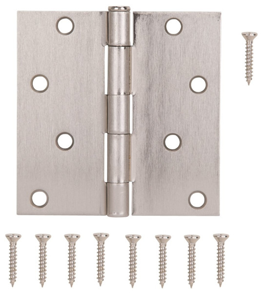 ProSource 20339SNX Square Corner Door Hinge, Steel, Satin Nickel, Loose Pin, 180 deg Range of Motion [SKU: ORG1839737]