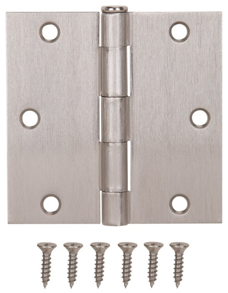 ProSource 20338SNX Square Corner Door Hinge, Steel, Satin Nickel, Loose Pin, 180 deg Range of Motion [SKU: ORG2087104]