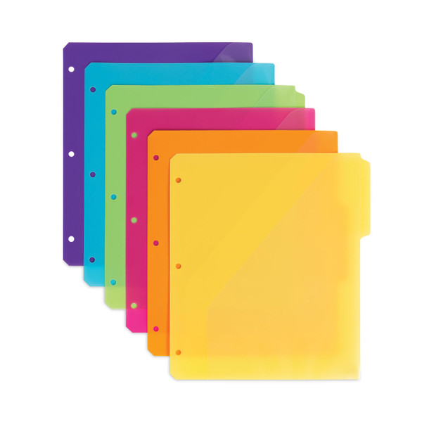 Three-Ring Binder Poly Index Dividers With Pocket, 9.75 X 11.25, Assorted Colors, 30/Box [SKU: SMD89421]