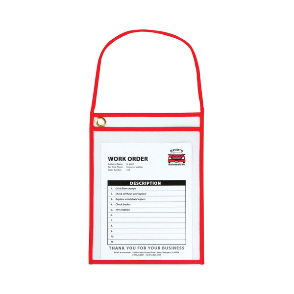1-Pocket Shop Ticket Holder W/Setrap And Red Stitching, 75-Sheet, 9 X 12, 15/Box [SKU: CLI41924]