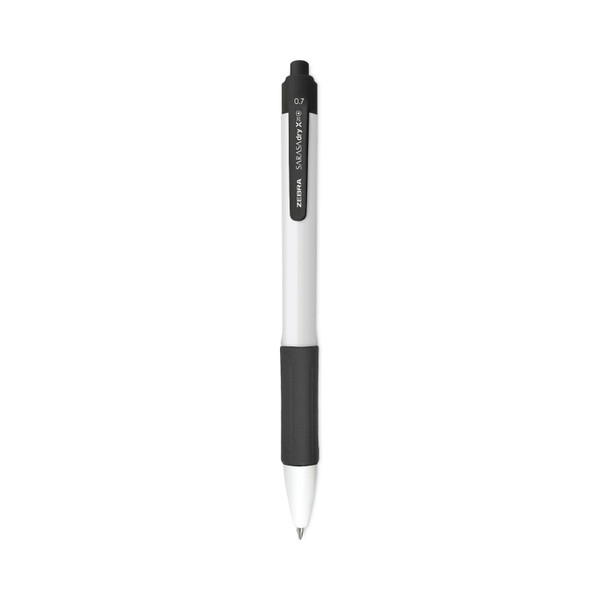 Sarasa Dry X20+ Gel Pen, Retractable, Fine 0.7 Mm, Black Ink, White/Black Barrel, Dozen [SKU: ZEB41610]