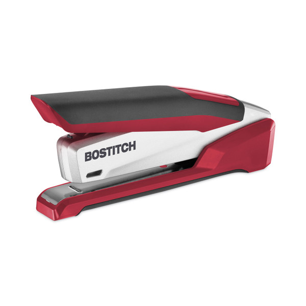 Inpower Spring-Powered Desktop Stapler With Antimicrobial Protection, 28-Sheet Capacity, Red/Silver [SKU: ACI1117]