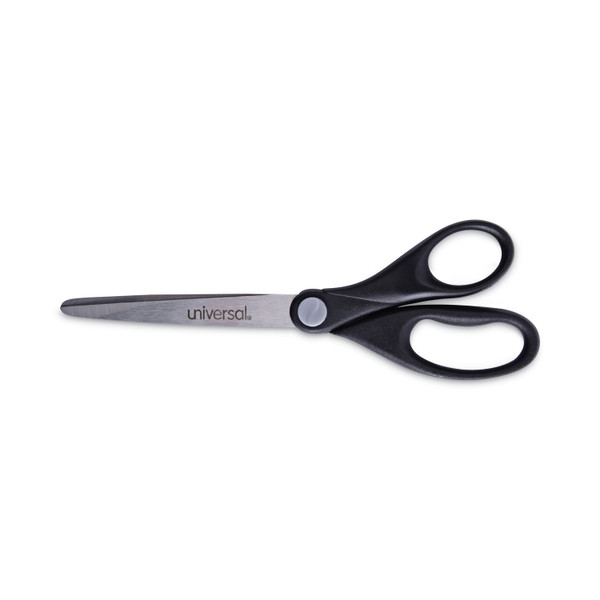 Stainless Steel Office Scissors, Pointed Tip, 7" Long, 3" Cut Length, Black Straight Handle [SKU: UNV92008]