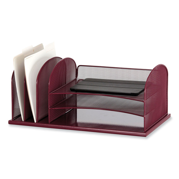 Onyx Desk Organizer W/Three Horizontal And Three Upright Sections,Letter Size,19.25X11.5X8.25,Wine,Ships In 1-3 Business Days [SKU: SAF3254WE]