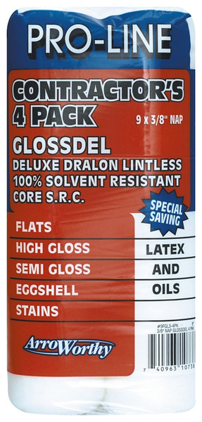 Arroworthy 9FGL3-4PK Paint Roller Cover, 3/8 in Thick Nap, 9 in L, Microfiber Cover, White [SKU: ORG3128626]