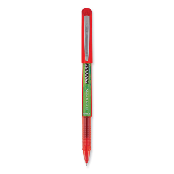 Precise V5 Begreen Roller Ball Pen, Stick, Extra-Fine 0.5 Mm, Red Ink, Red Barrel, Dozen [SKU: PIL26302]