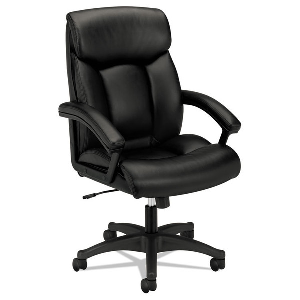 HVL151 Executive High-Back Leather Chair, Supports Up to 250 lb, 17.75" to 21.5" Seat Height, Black [SKU: BSXVL151SB11]