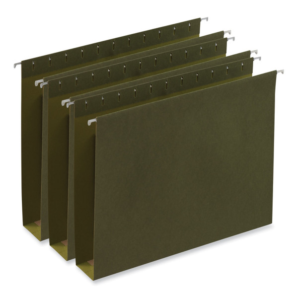 Box Bottom Hanging File Folders, 2" Capacity, Letter Size, 1/5-Cut Tabs, Standard Green, 25/Box [SKU: UNV14142]