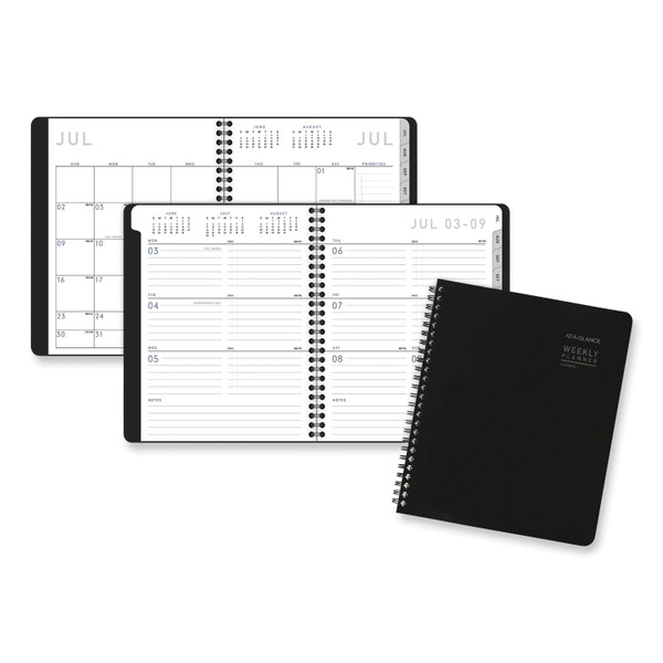 Contempo Lite Academic Year Weekly/Monthly Planner, 8.75 x 7.87, Black Cover, 12-Month (July to June) 2023 to 2024 [SKU: AAG7058XL05]