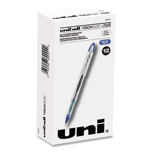 Vision Elite Hybrid Gel Pen, Stick, Bold 0.8 Mm, Blue Ink, White/Blue/Clear Barrel [SKU: UBC69024]