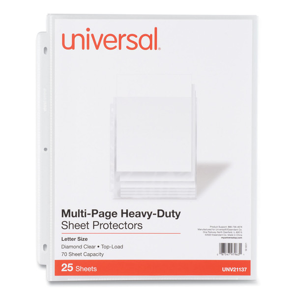 Top-Load Poly Sheet Protectors, Heavy Gauge, Letter Size, Clear, 25/Pack [SKU: UNV21137]